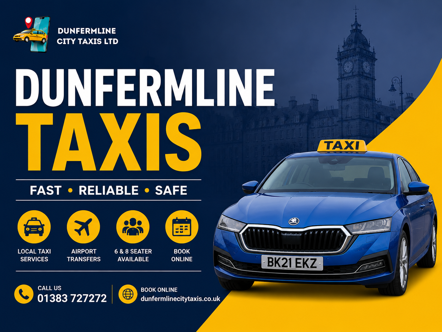 Dunfermline Taxis | Reliable 24/7 Taxi Service in Dunfermline